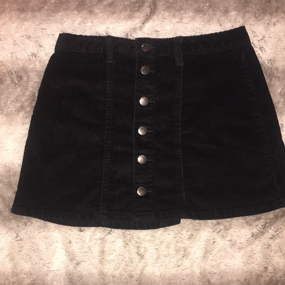 BLACK VELVET BUTTON UP SKIRT